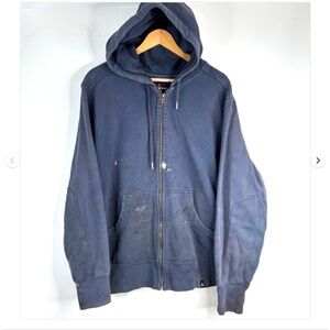 American Giant THRASHED Work Hoodie XL Zip Heavyweight Cotton Made In USA Paint